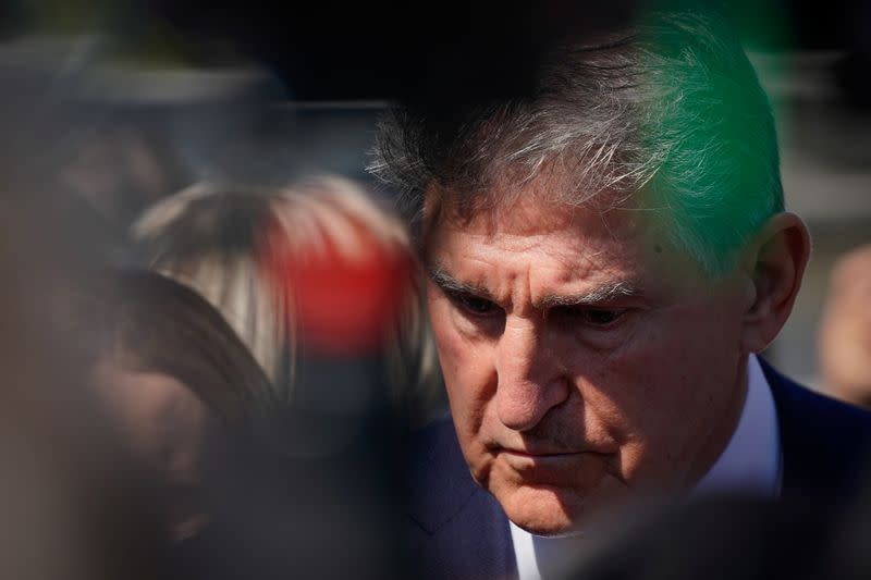 U.S. Senator Joe Manchin (D-WV) speaks to reporters outside the U.S. Capitol in Washington