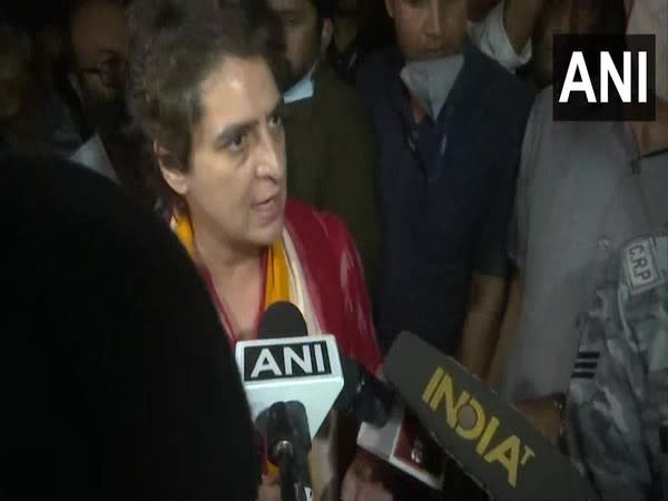 Congress General Secretary Priyanka Gandhi Vadra speaking to media in Lakhimpur Kheri on Thursday. (Photo/ANI)