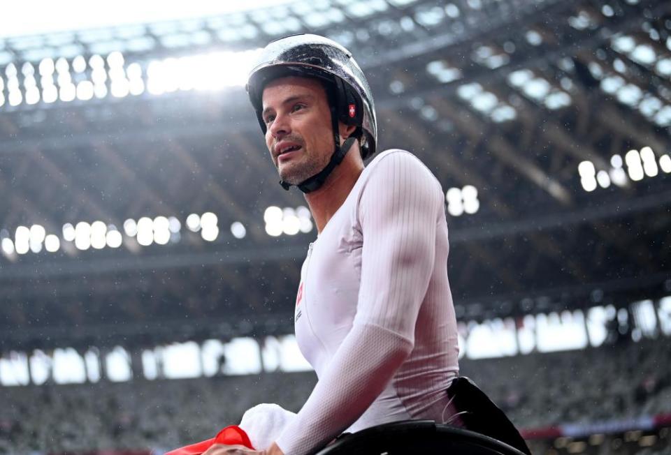 Marcel Hug after his marathon victory.