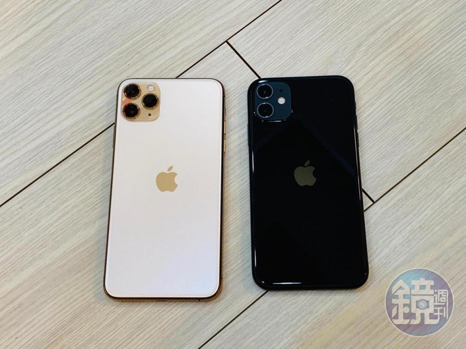 iPhone 11 Pro Max搭載三鏡頭（圖左），iPhone 11（圖右）則是雙鏡頭。
