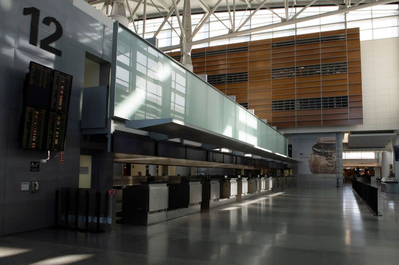 FILE PHOTO: An empty International Terminal of San Francisco International Airport is pictured after the U.S. air travel ban, in San Francisco