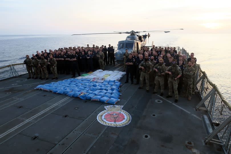 Sailors bring drugs aboard HMS Lancaster following the first bust -Credit:Royal Navy/MoD