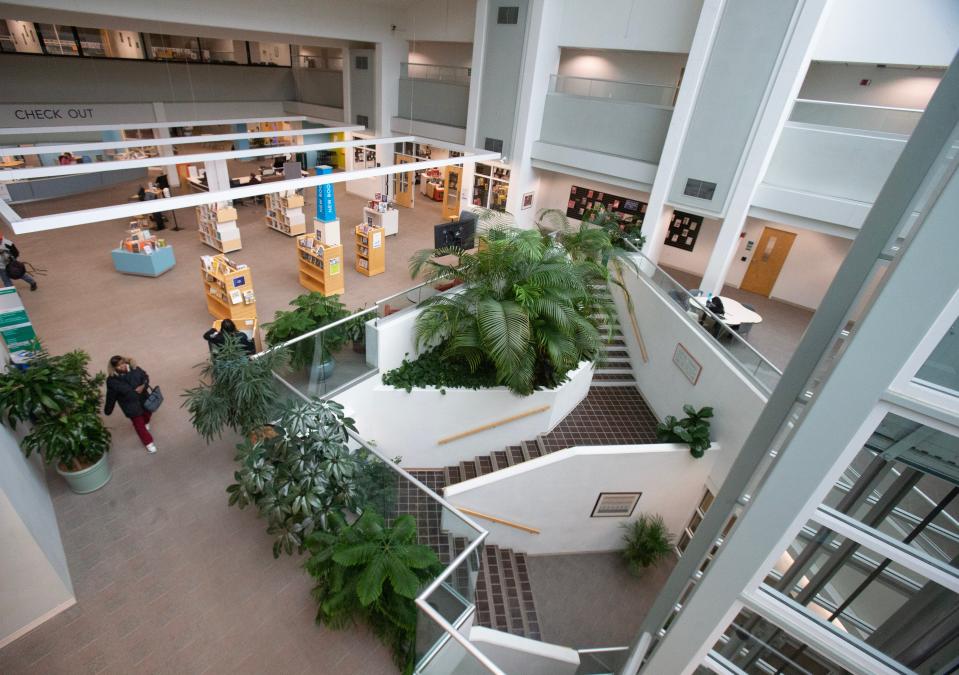 A look at the atrium at the Stark Library's Main Library in downtown Canton. The Stark system is planning to construct a new 70,000-square-foot Main Library in downtown Canton.