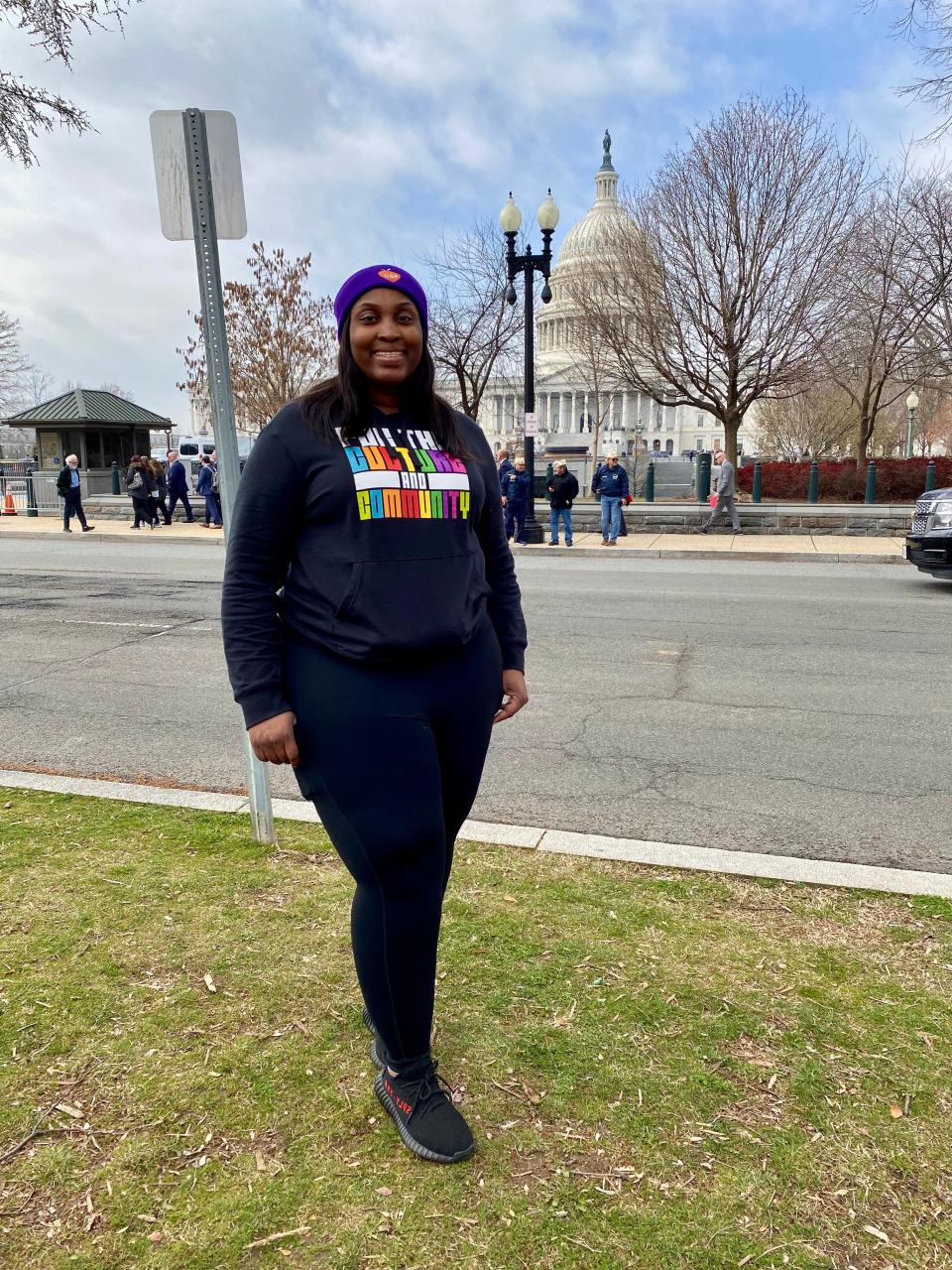 Ashleigh Mosely, a student at Albany State University in Georgia, was one of dozens of borrowers to travel up to D.C. to rally in favor of student loan debt cancellation. "We just keep getting hit and knocked down," she said of all the burdens to accessing and thriving in higher education.