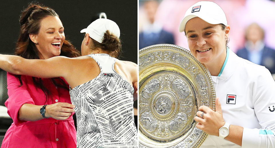 Casey Dellacqua has confirmed that she will team up with Ash Barty in the legends doubles exhibition event at Wimbledon. Pic: Getty