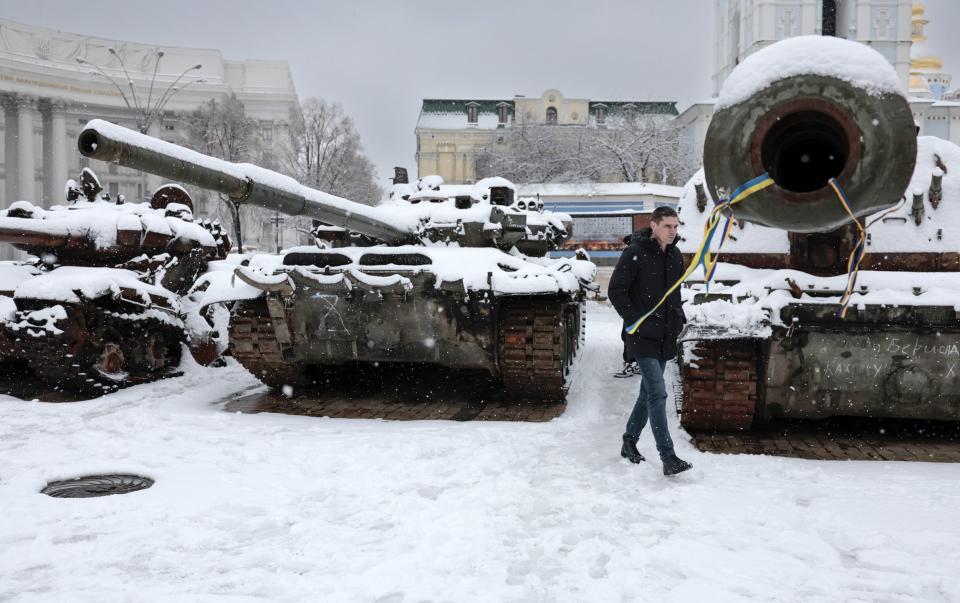 People view destroyed Russian vehicles and tanks - Jeff J Mitchell/Getty Images