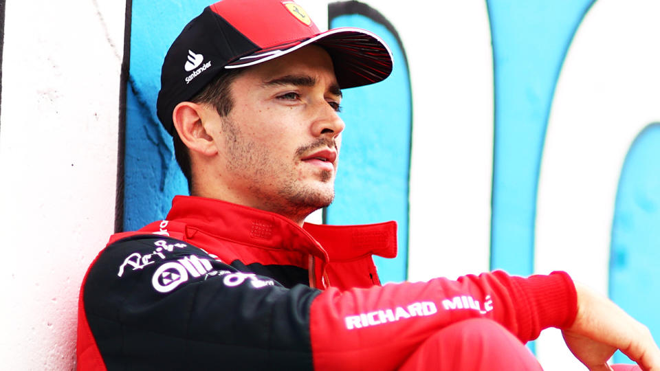 Ferrari's Charles Leclerc looks on prior to the start of the Hungarian Grand Prix.