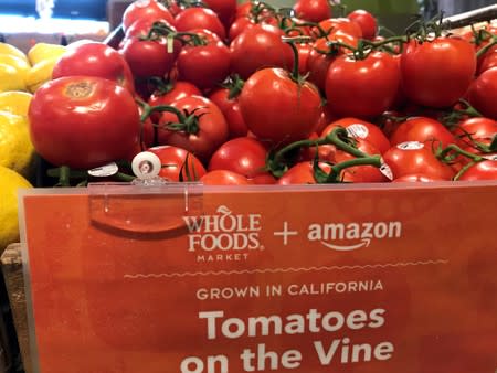 FILE PHOTO: Tomatoes are pictured at a Whole Foods store in San Diego