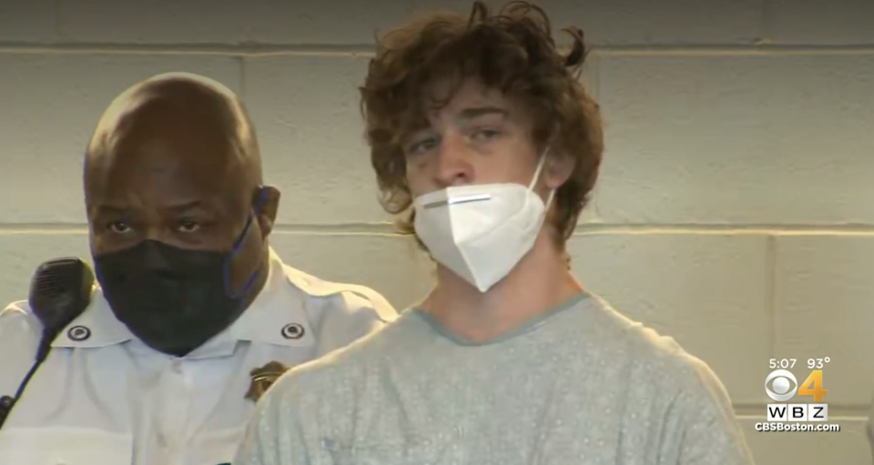 Pictured is 19-year-old Jack Callahan, in court, after he was arrested and charged with his father's murder.