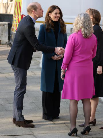 <p>Neil Mockford/GC Images</p> Prince William and Kate Middleton at the Foundling Museum in 2022