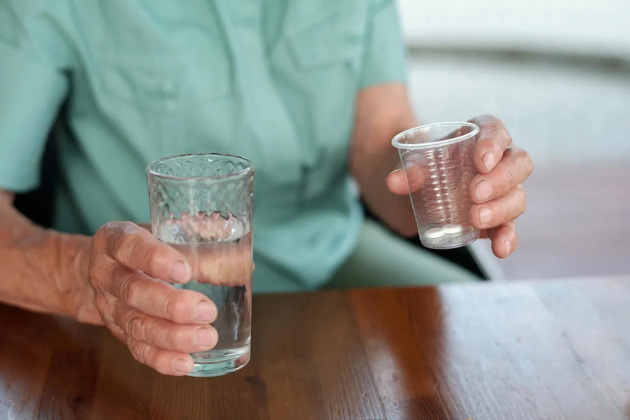 Man holding water