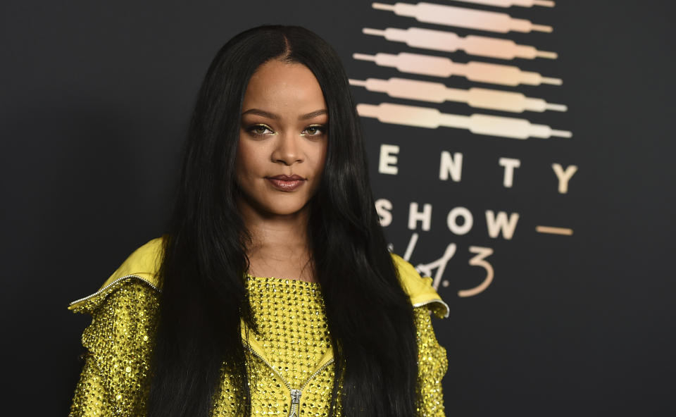 Musician and entrepreneur Rihanna attends an event for her lingerie line Savage X Fenty at the Westin Bonaventure Hotel in Los Angeles on on Aug. 28, 2021. The lingerie fashion show, “Savage X Fenty Show Vol. 3," will premiere Friday on Amazon Prime Video. (Photo by Jordan Strauss/Invision/AP)