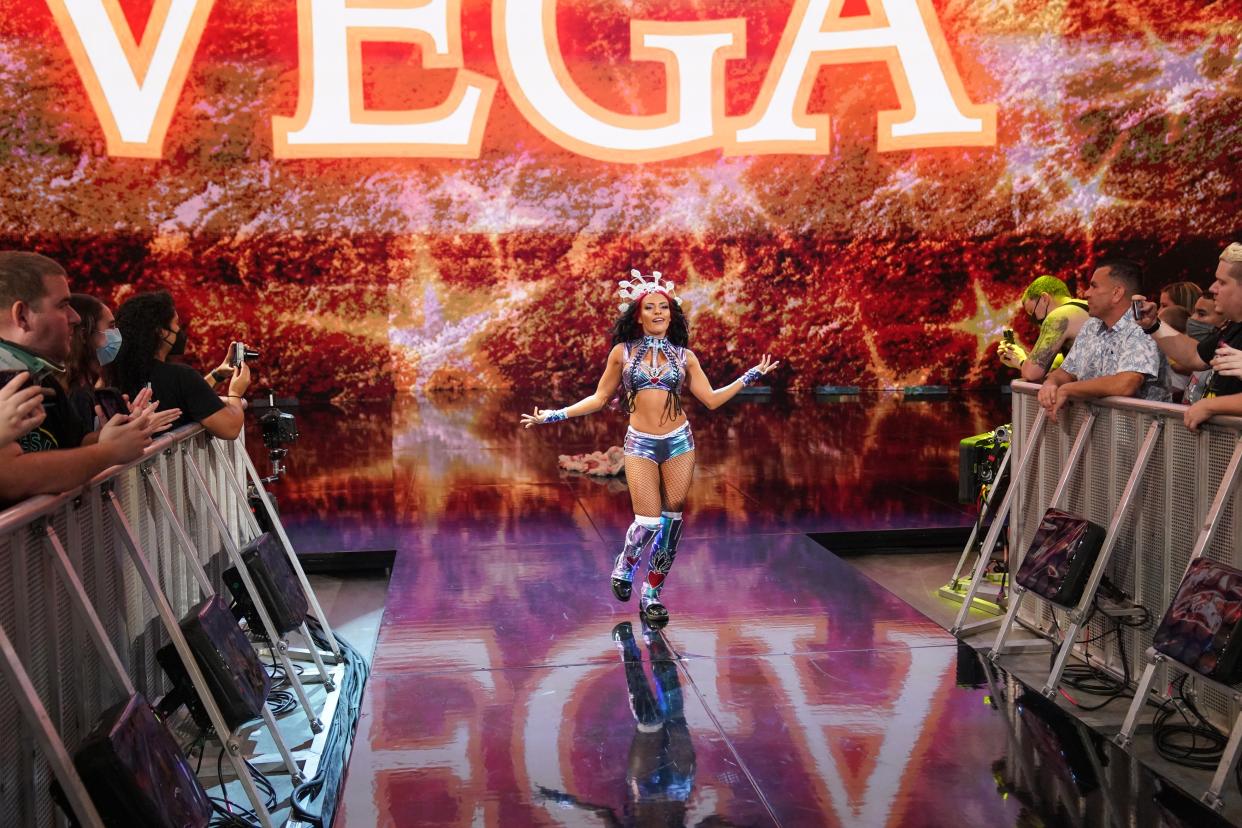 Thea Trinidad performs in WWE as Zelina Vega. (Photo Credit: WWE)