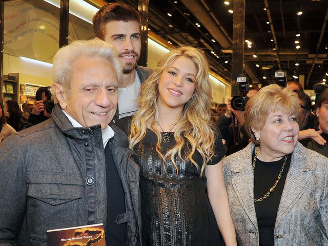 <p>Europa Press/Europa Press/Getty</p> Left to right: William Mebarak Chadid, Gerard Piqué, Shakira and Nadia Ripoll at an event in January 2013 in Barcelona, Spain.