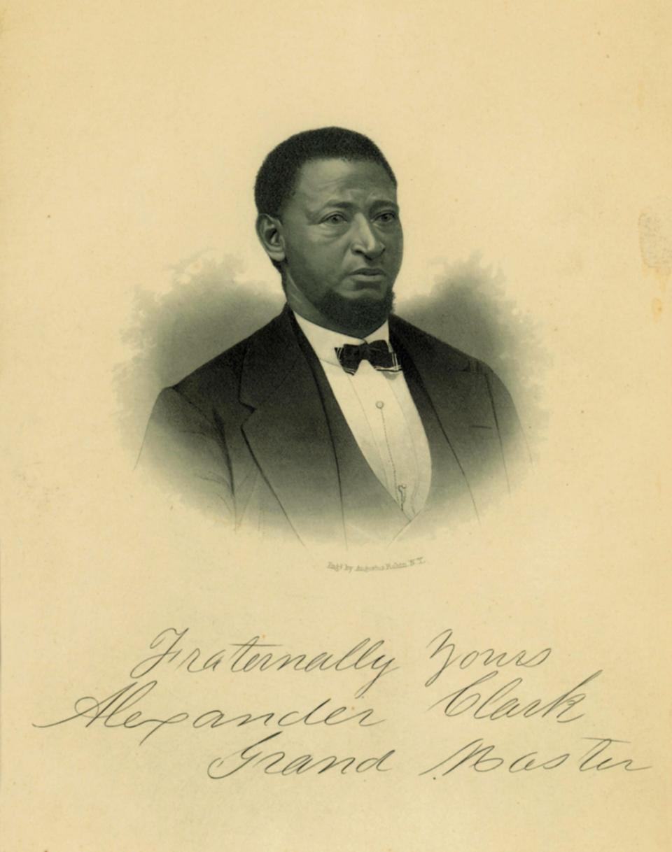 Engraved portrait of Alexander Clark, Muscatine lawyer who initiated an Iowa Supreme Court case to allow his daughter to attend the White-only public school. He also was U.S. ambassador to Liberia. Engraving by Augustus Robin, New York. Photo courtesy of the State Historical Society of Iowa, Des Moines.