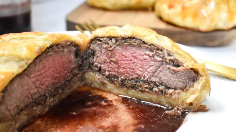 Beef Wellington cut open