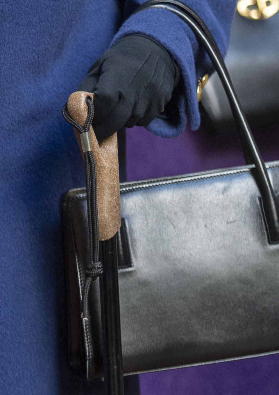 LONDON, ENGLAND - OCTOBER 12: Close up of the stick Queen Elizabeth II used to attend a service of Thanksgiving to mark the centenary of The Royal British Legion at Westminster Abbey on October 12, 2021 in London, England. (Photo by UK Press Pool/UK Press via Getty Images)