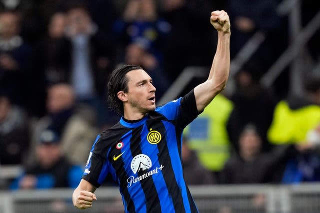 Matteo Darmian celebrates opening the scoring as Inter Milan drew with Napoli