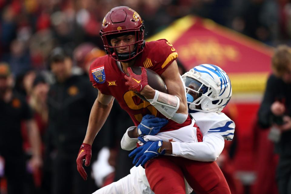 Iowa State receiver Jayden Higgins had a big game against Memphis in the Liberty Bowl