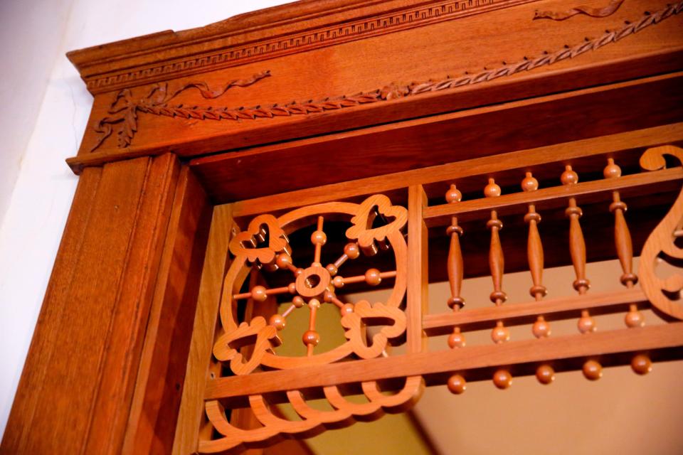 Woodwork is displayed June 21 at the Moore-Lindsay Historical House Museum in Norman.