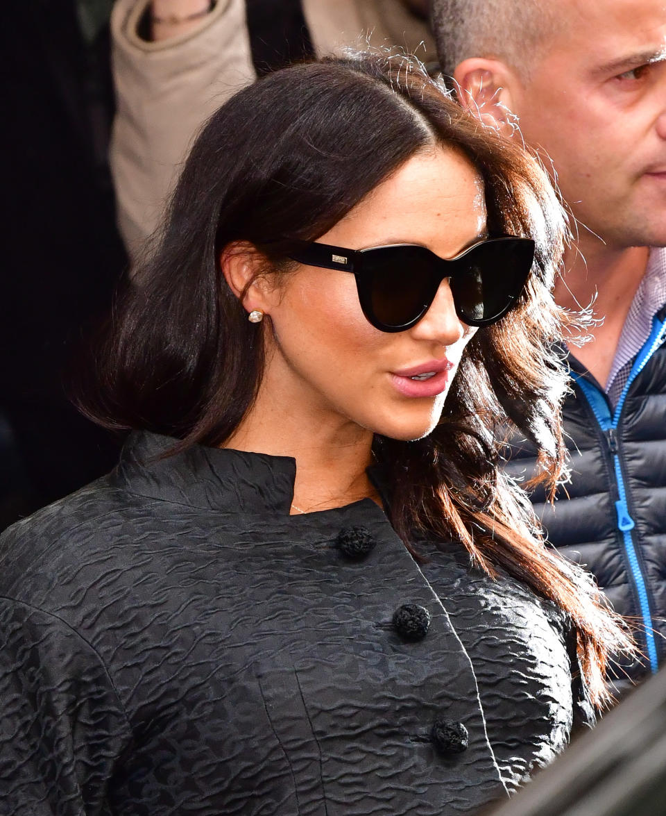 Meghan Markle wearing Le Specs Air Heart sunglasses (Photo by James Devaney/GC Images).