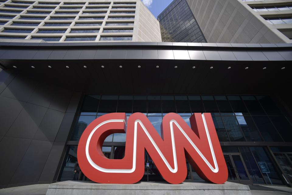 Signage is seen at CNN center, Thursday, April 21, 2022, in Atlanta. CNN’s brand-new streaming service, CNN+, was shut down only a month after launch. CNN chief executive Chris Licht said the service would shut down at the end of April. | Mike Stewart, Associated Press