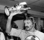 Edmonton Eskimos' Dale Potter celebrates after winning the Grey Cup over the Montreal Alouettes in Toronto in 1978. (The Canadian Press)