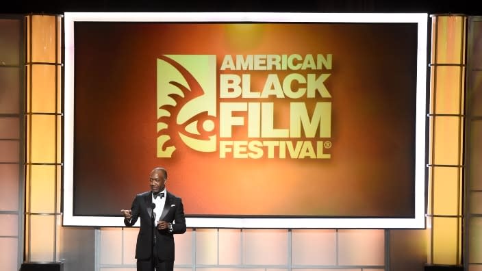 Jeff Friday, founder of the American Black Film Festival, speaks onstage in Beverly Hills during “BET Presents the American Black Film Festival Honors” in Feb. 2017 in Beverly Hills. (Photo by Kevin Winter/Getty Images)