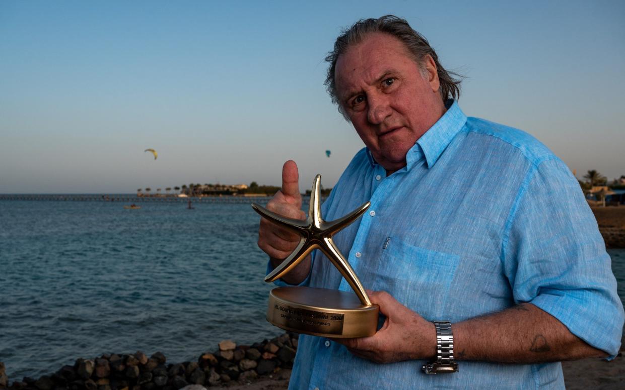 Depardieu receiving a Career Achievement Award in Egypt, 2020