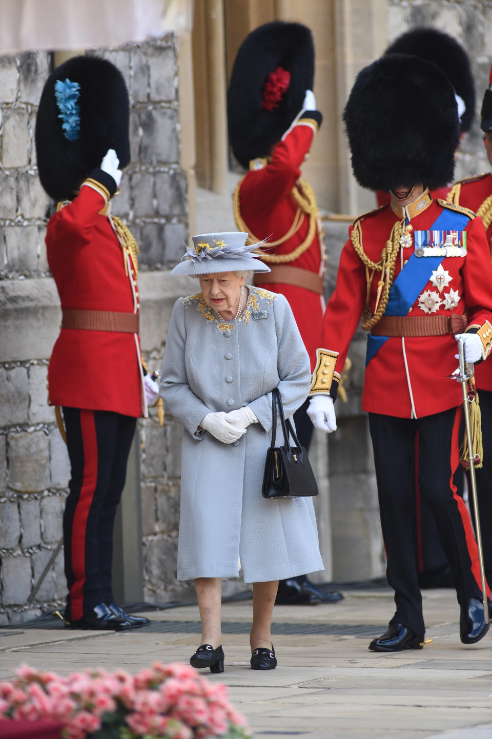 Queen Elizabeth II during a ceremony at Windsor Castle in Berkshire to mark her official birthday. Picture date: Saturday June 12, 2021.