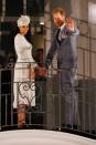 <p>Holding hands, the couple smiled and waved to the public gathered around Albert Park from the balcony of the Grand Pacific Hotel.</p>