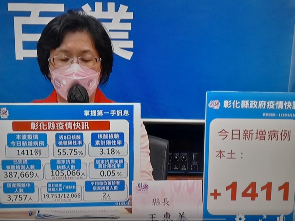 王惠美說打滿第三劑者將來同住家人不必居隔，65歲以上第四劑彰化十六日已開始接種。(記者曾厚銘攝)