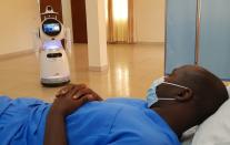 Robot demonstration at COVID-19 treatment centre in Kigali