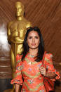 <p>Salma Hayek dividió opiniones con este vestido naranja durante un evento en Londres. Aunque el atuendo le quedó muy bien, hubo quienes dijeron que el modelito parecía sacado de una tienda de ropa vieja/Getty Images </p>