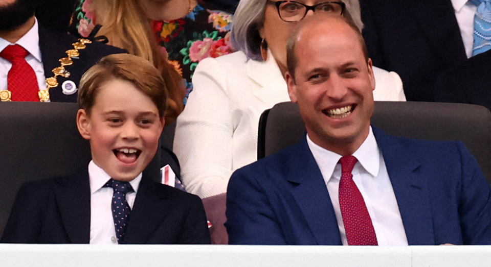 Prince George and his father Prince William watch Platinum Party at the Palace for the Queen's Platinum Jubilee