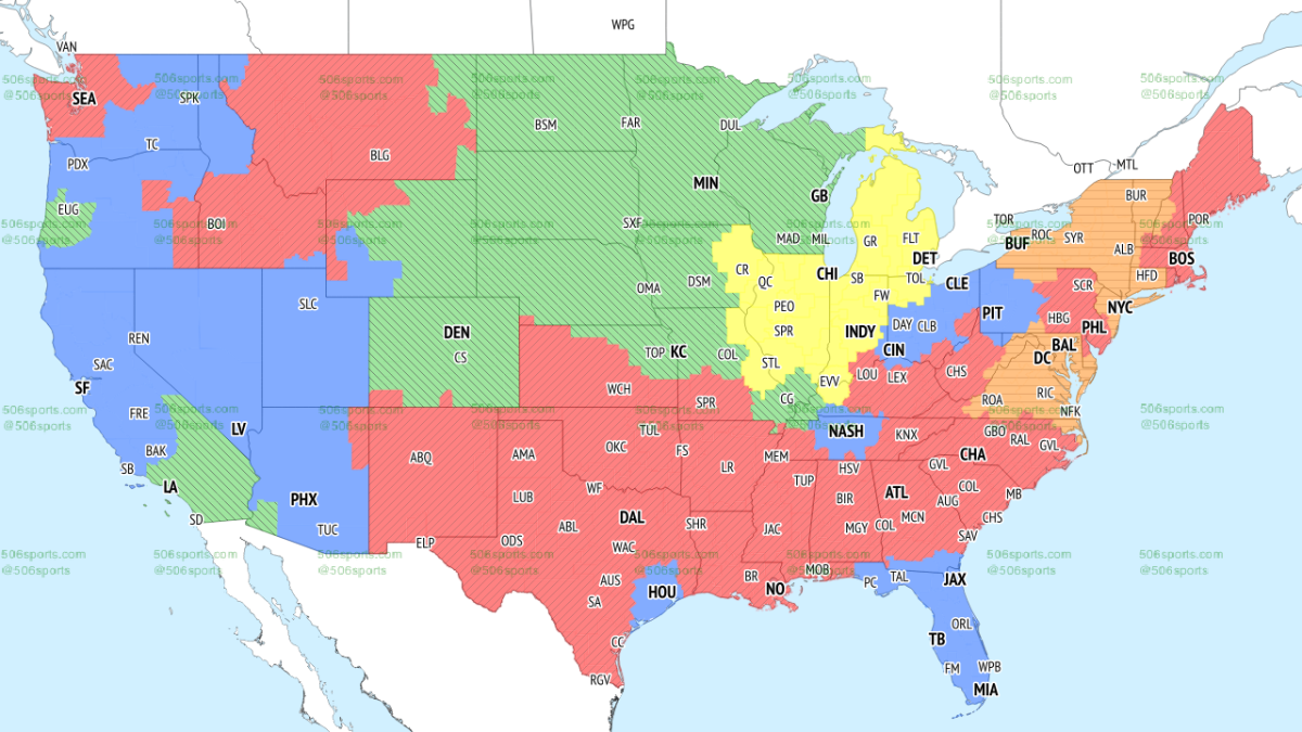 TV broadcast maps for Week 11 of NFL action