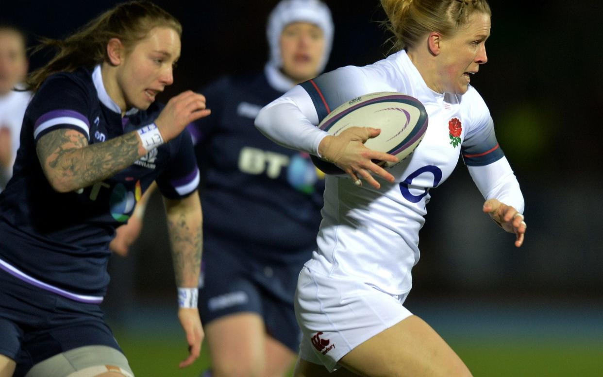 England’s Danielle Waterman breaks free to score the first try against Scotland - Getty Images Europe