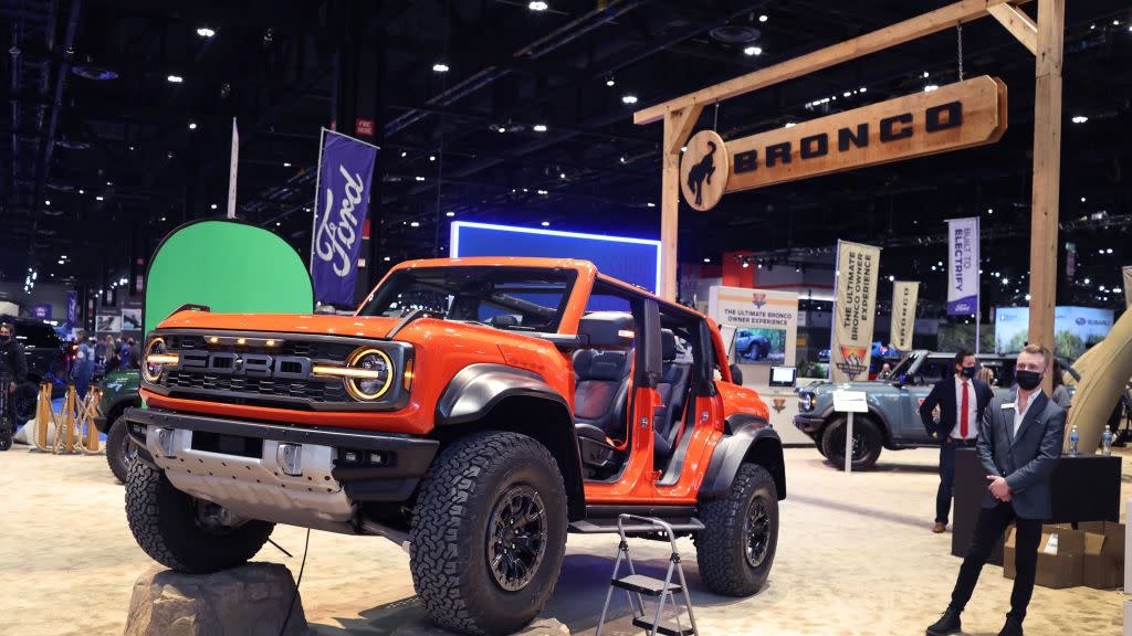 chicago, illinois february 10 ford displays the bronco raptor edition at the chicago auto show at mccormick place convention center on february 10, 2022 in chicago, illinois the show, the nations largest and longest running, is open to the public february 12 21 photo by scott olsongetty images