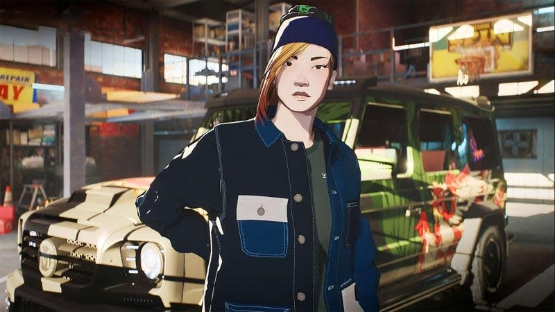 A leaked promotional image for Need for Speed Unbound shows a man in stylish attire in front of a lavishly decorated vehicle.