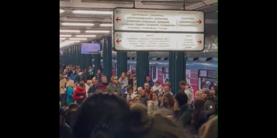 Kyiv residents launched into a defiant song about Kyiv while sheltering from a mass Russian missile attack on Oct. 10.