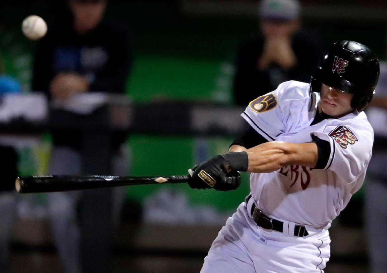 Timber Rattlers outfielder Sal Frelick (17) bats against the Beloit Snappers during an August 2021 game. Frelick will open the season with the Rattlers in 2022.