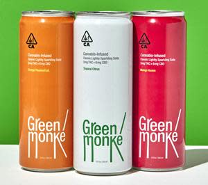 ‘Green Monké’ Cannabis-Infused Happy Sodas are expected to begin production in five flavours on the can line at Tinley’s Long Beach Facility in Q1 2022, with near-monthly repeat runs planned. (Current products shown)