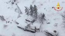 An aerial view shows Hotel Rigopiano in Farindola, central Italy, hit by an avalanche, in this January 19, 2017 handout picture provided by Italy's firefighters. Vigili del Fuoco/Handout via REUTERS