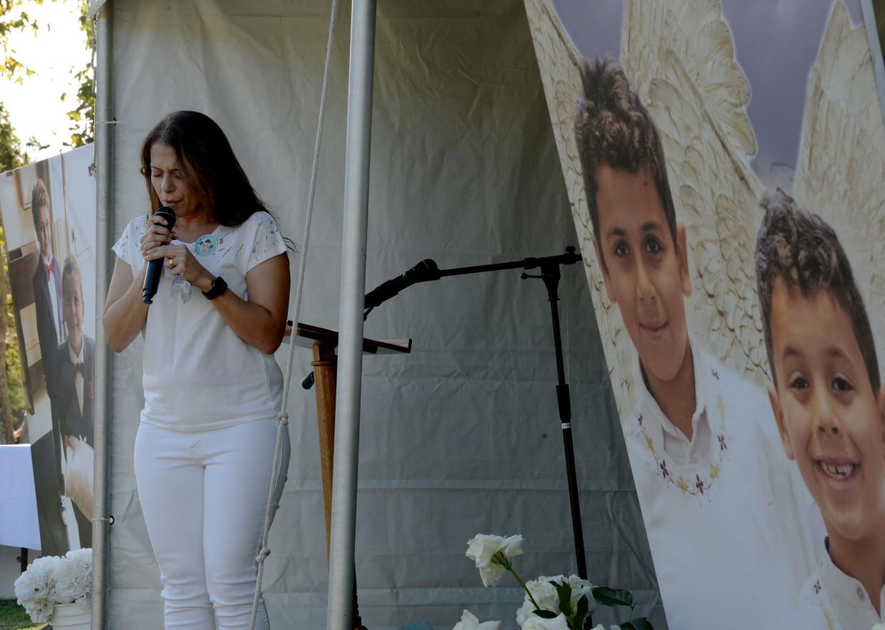 Nancy Iskander shared a prayer at a public vigil in Westlake Village in September, marking the second anniversary of the crash that killed her sons, Mark and Jacob Iskander.