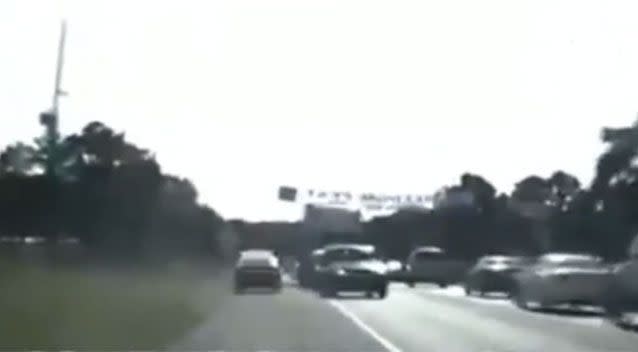 Police follow the car which can be seen being driven on the shoulder of the motorway. Montgomery Police Department