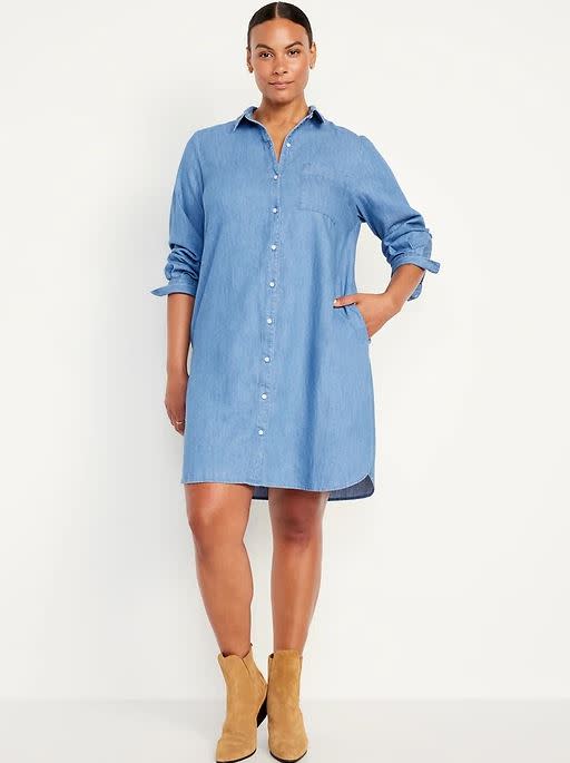 Old Navy Jean Mini Shirt Dress (Photo via Old Navy)