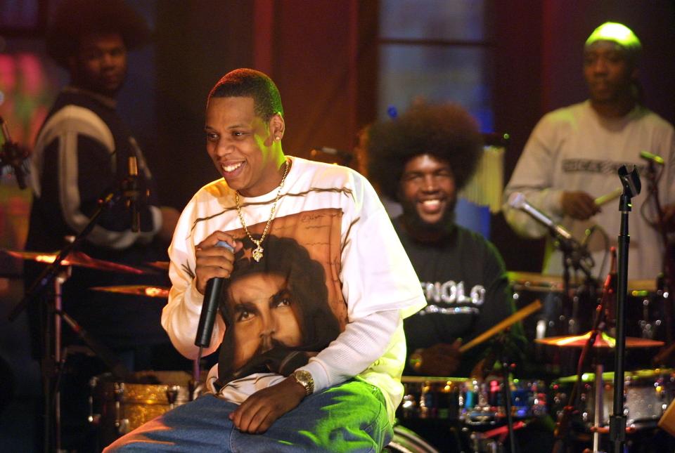 The rapper performed with The Roots on <em>MTV Unplugged</em> at MTV studios in N.Y.C. in 2001.