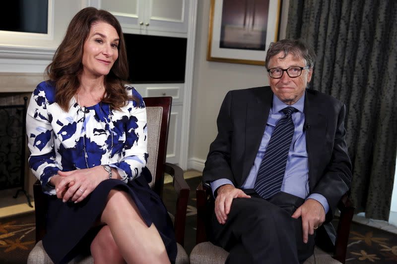 Microsoft co-founder Bill Gates and his wife Melinda sit during an interview in New York