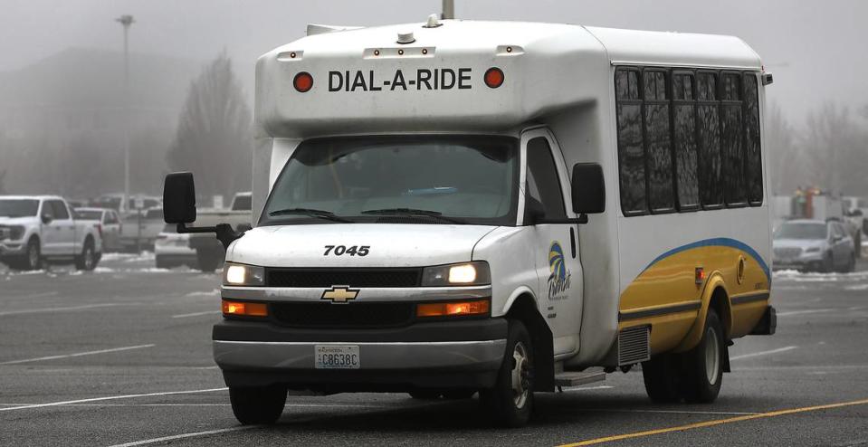 A Ben Franklin Transit Dial-A-Ride sits in the parking lot near the Toyota Center in Kennewick.