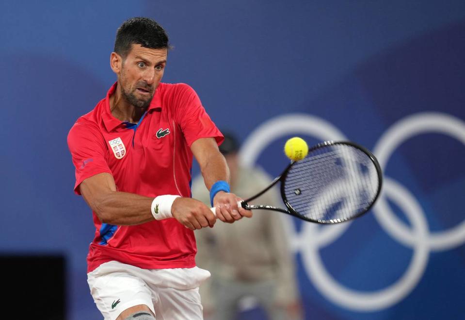  El serbio Novak Djokovic superó 6-0, 6-1 al australiano Matthew Ebden, el 27 de julio de 2024 en París.